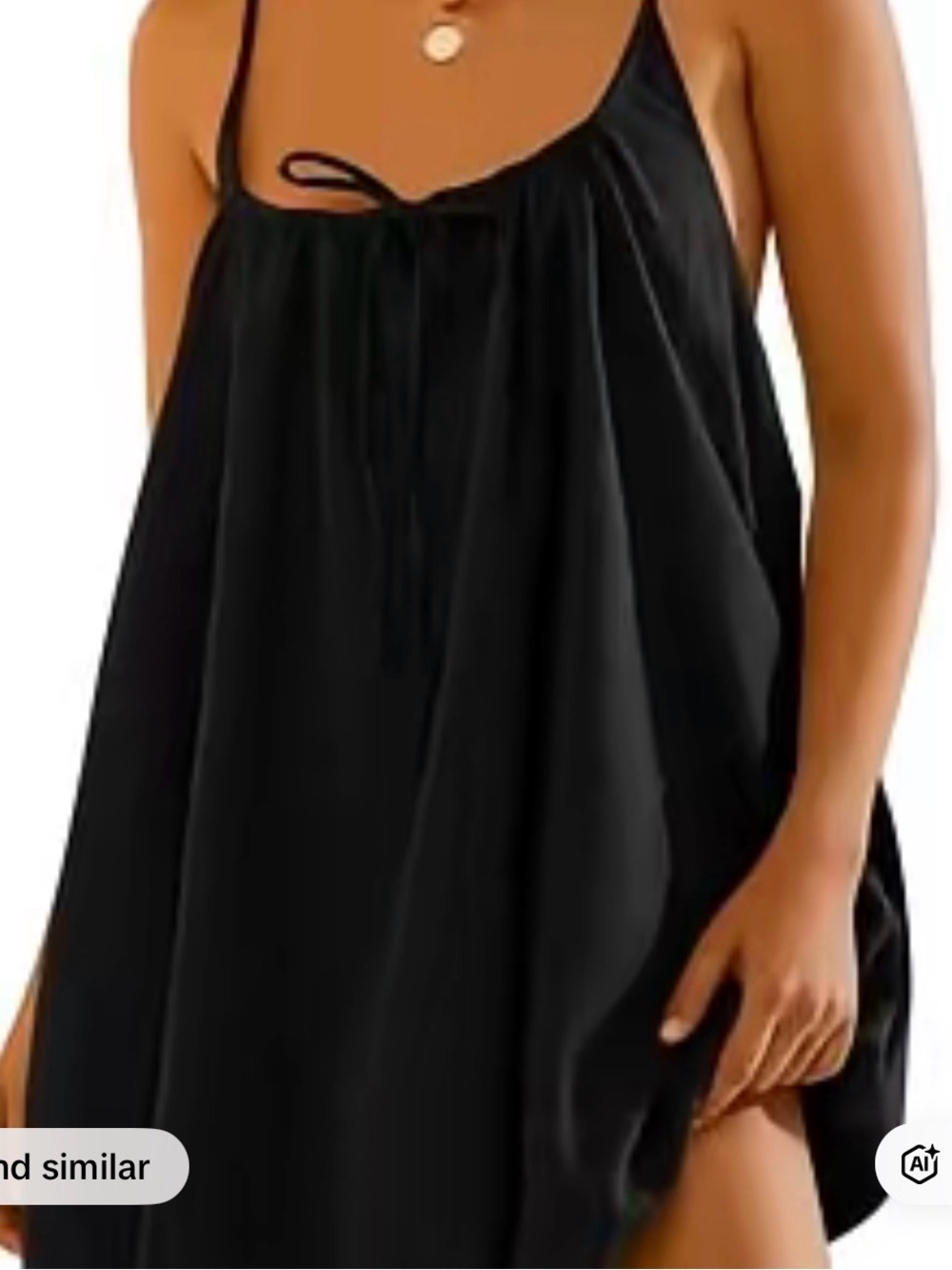 Black Sleeveless Chemise with Tie Detail